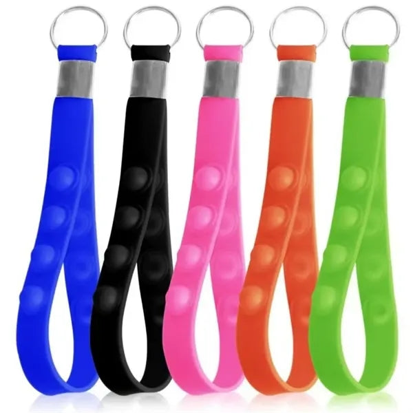 Pop Bubbles Fidget Wrist Strap Keychain Silicone