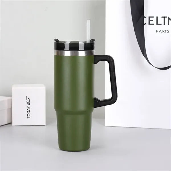 30 oz Insulated Tumbler with Handle and Straw