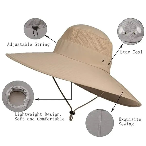 Sun Protection Super Wide Brim Bucket Hat
