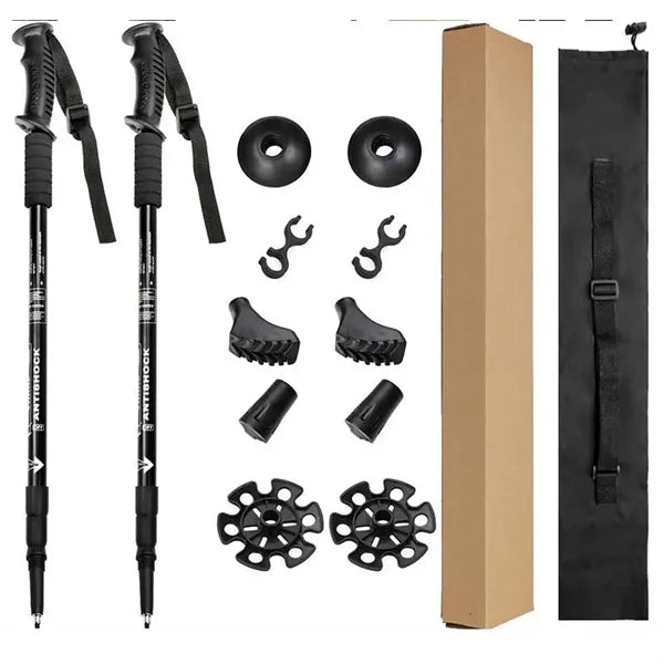 2 Pack Aluminum Alloy Adjustable Hiking Pole