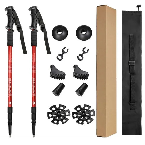 2 Pack Aluminum Alloy Adjustable Hiking Pole