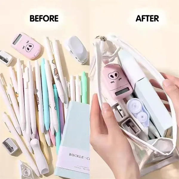 PVC Student Clear Pencil And Toiletry Bag Case