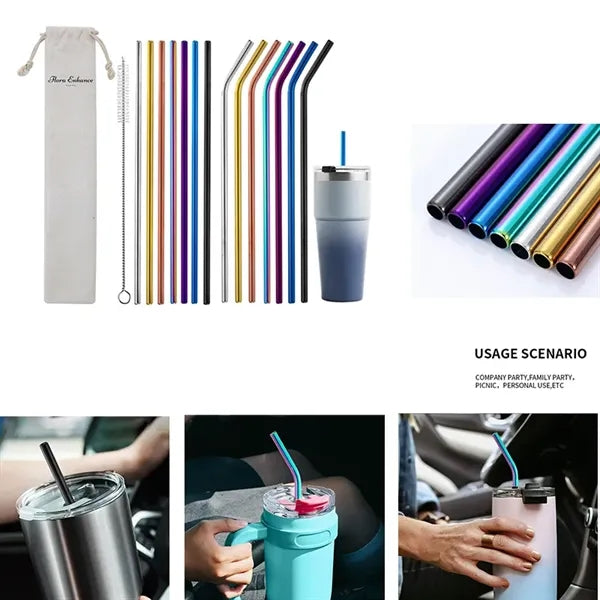 3Pcs Straw Set With Bag Packing