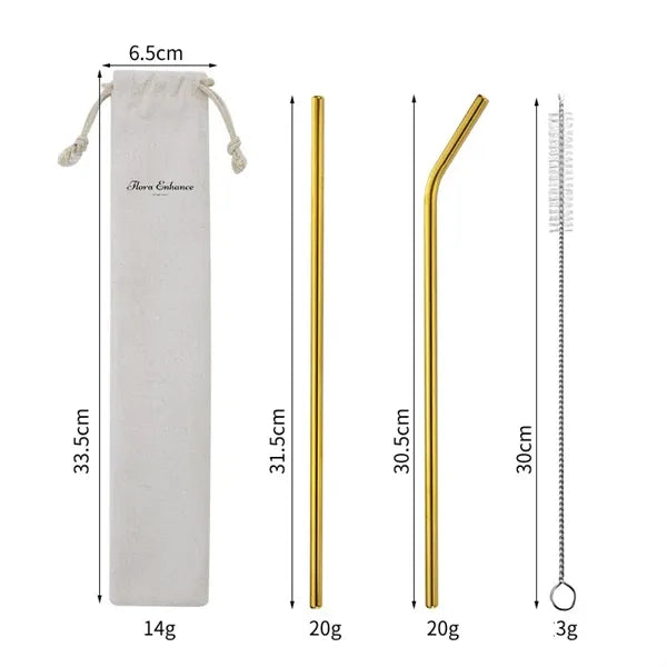 3Pcs Straw Set With Bag Packing