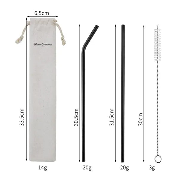3Pcs Straw Set With Bag Packing