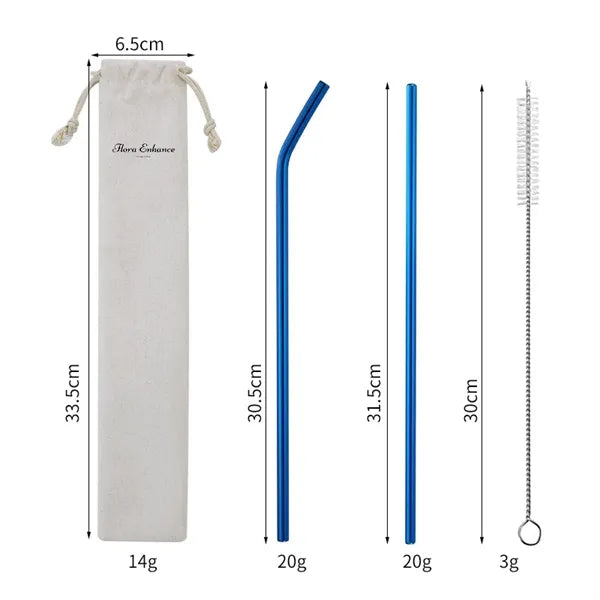 3Pcs Straw Set With Bag Packing