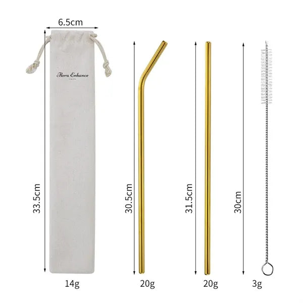 3Pcs Straw Set With Bag Packing
