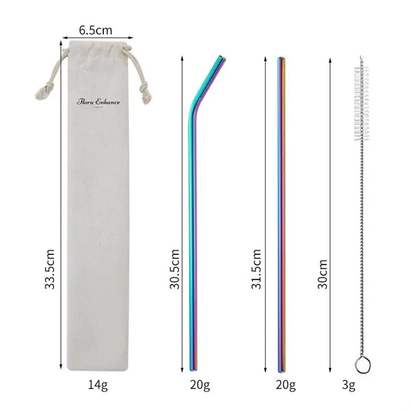 3Pcs Straw Set With Bag Packing