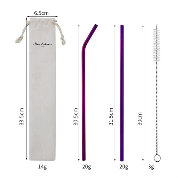 3Pcs Straw Set With Bag Packing