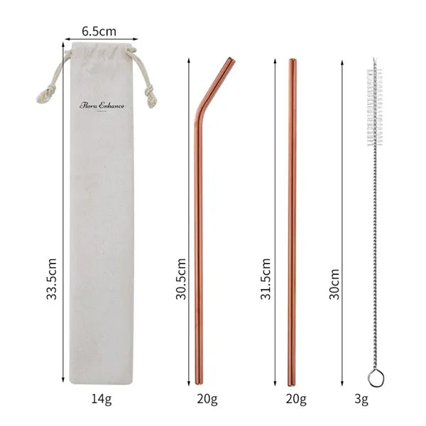 3Pcs Straw Set With Bag Packing