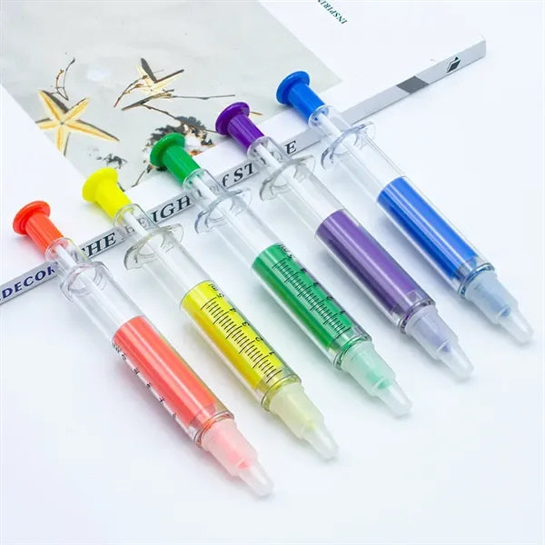 Syringe Ball Pens With Highlighter
