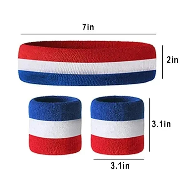 Elastic Striped Cotton Sweatband Sets