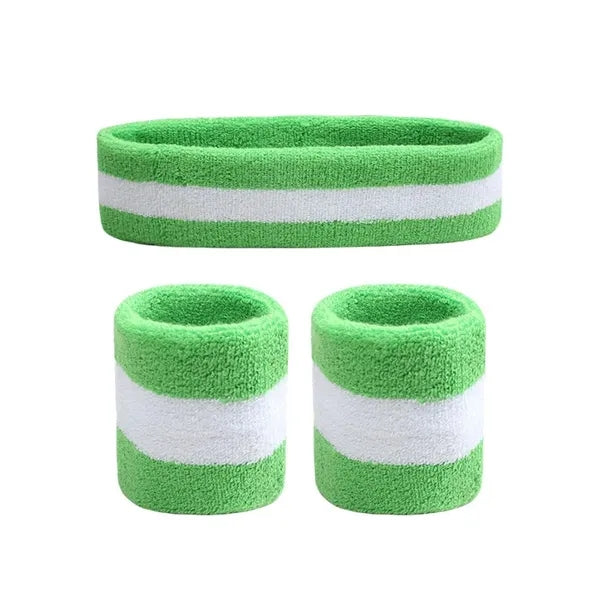 Elastic Striped Cotton Sweatband Sets