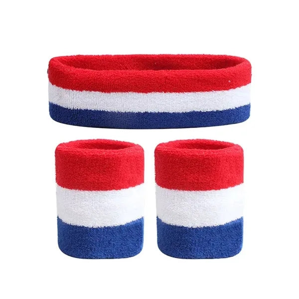 Elastic Striped Cotton Sweatband Sets