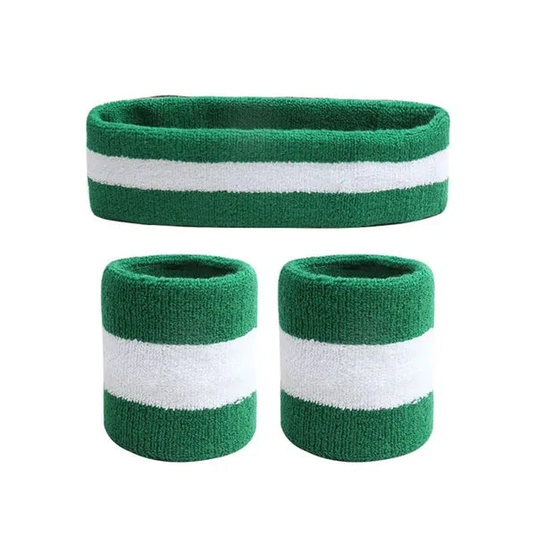 Elastic Striped Cotton Sweatband Sets