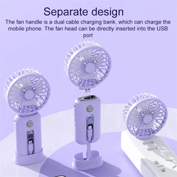 2 in 1 Separated Handheld Fan Power Bank