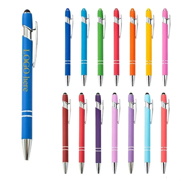 Soft Touch Metal Ballpoint Pen With Color Stylus Tip