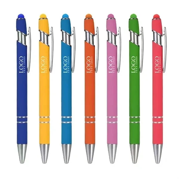 Soft Touch Metal Ballpoint Pen With Color Stylus Tip