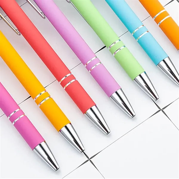 Soft Touch Metal Ballpoint Pen With Color Stylus Tip