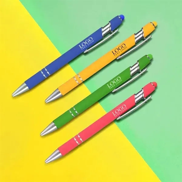 Soft Touch Metal Ballpoint Pen With Color Stylus Tip