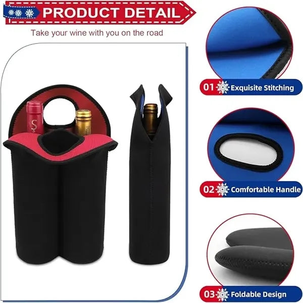 2-Bottle Set Wine Carrier Tote Bag