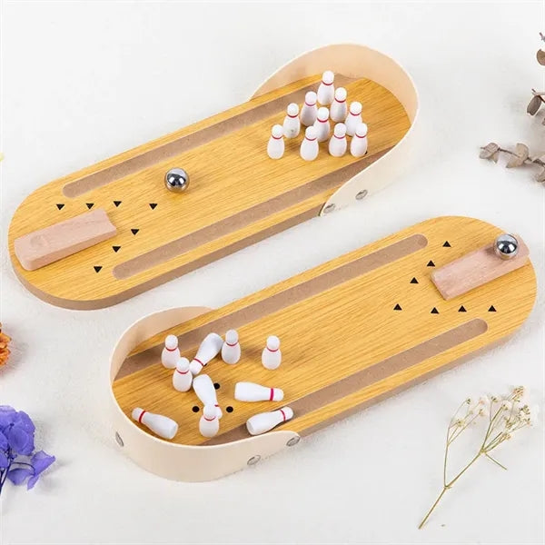 Wooden Bowling Set Desk Tabletop Games