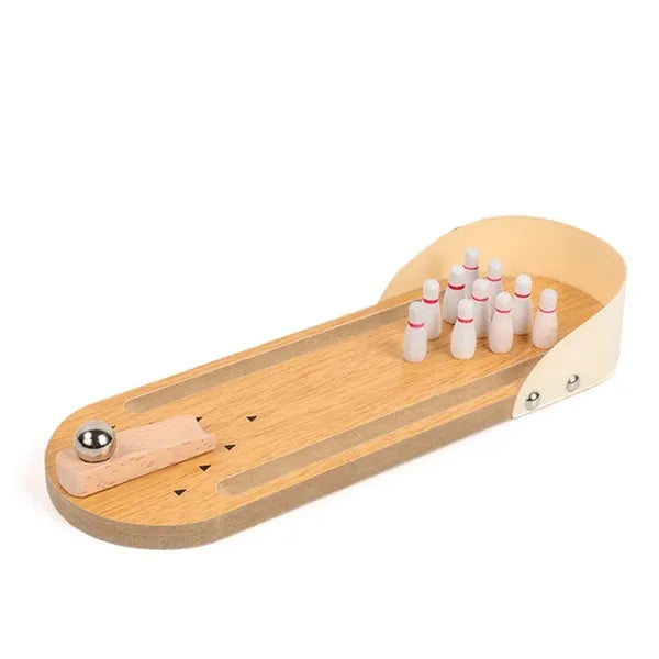 Wooden Bowling Set Desk Tabletop Games