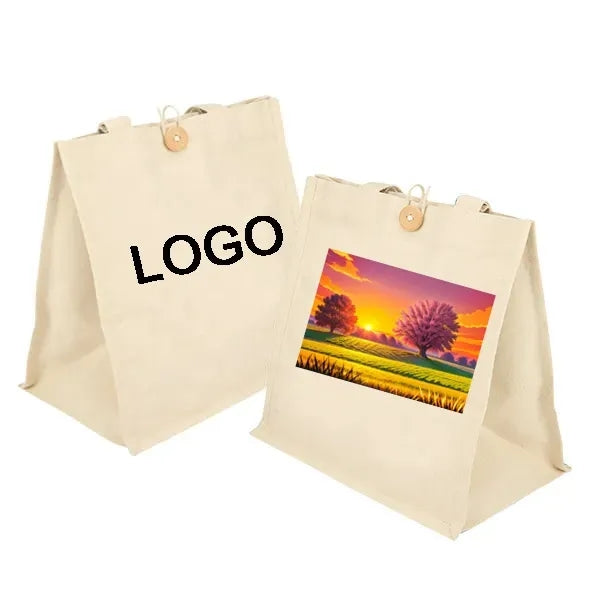 Cotton Tote with Button Closure