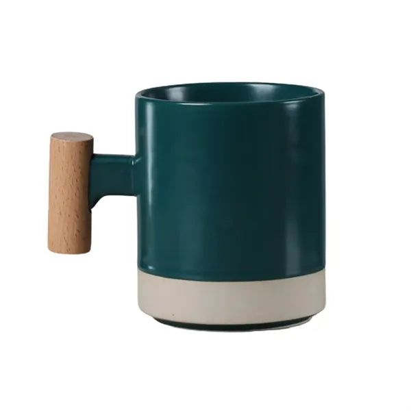 Ceramic Coffee Mug with Wooden Handle