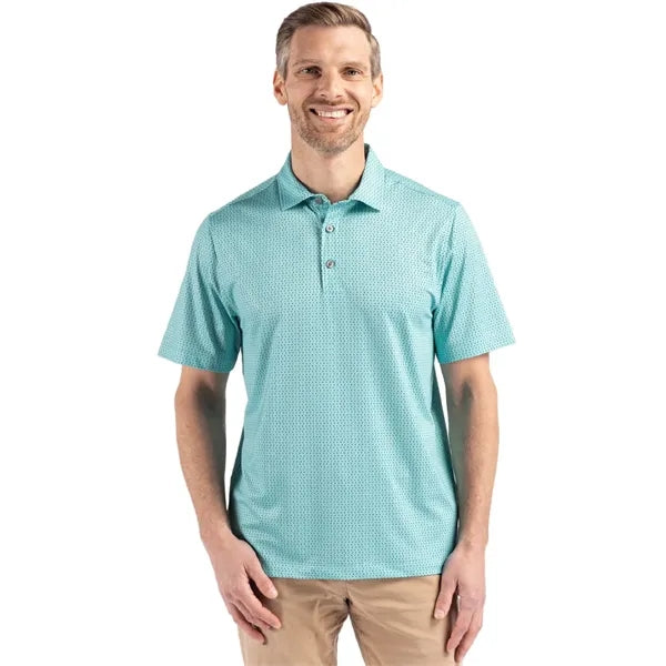 Cutter & Buck Pike Recycled Shadow Check Print Mens Polo