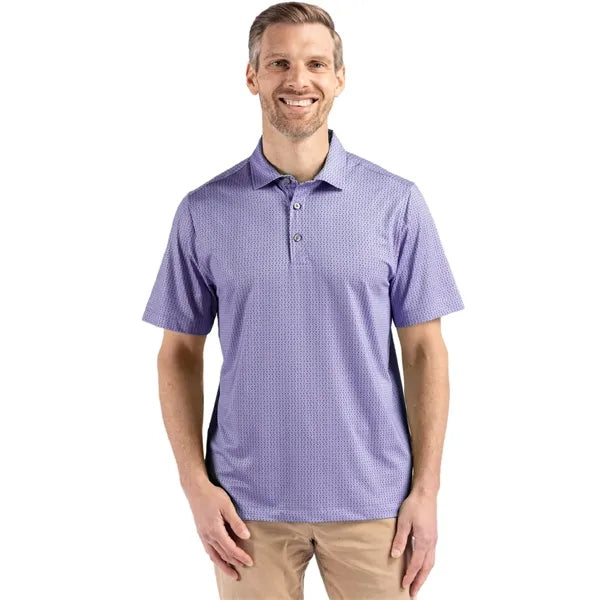 Cutter & Buck Pike Recycled Shadow Check Print Mens Polo