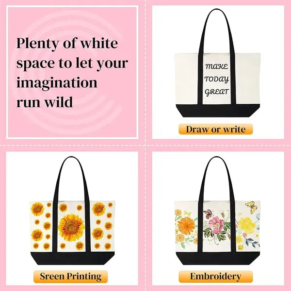 Canvas Tote Bag Bulk with Outer Pocket