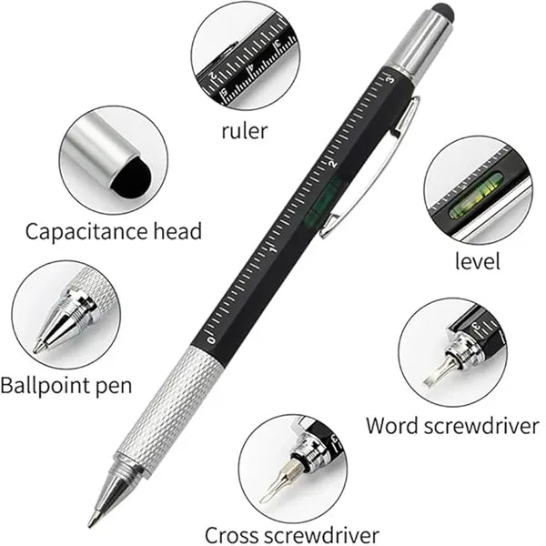 6-in-1 ABS Multitool Tool Stylus Ballpoint Pen