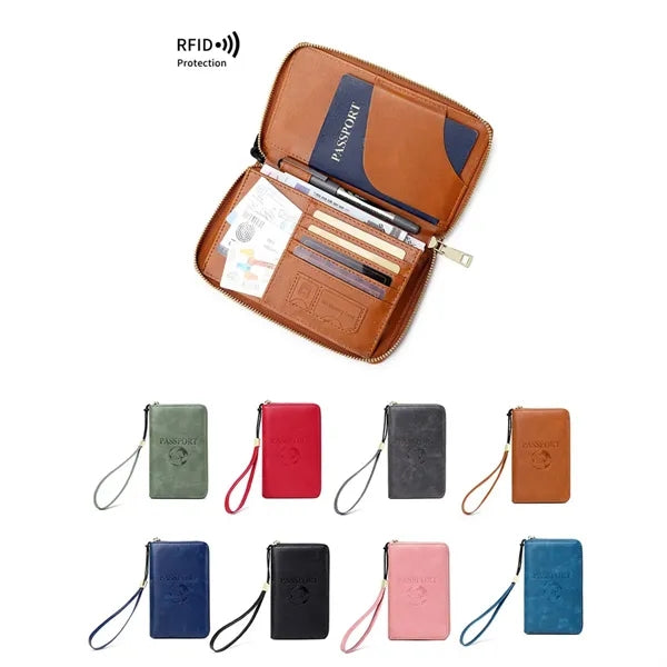 RFID Blocking PU Leather Passport Holder Cover Travel Wallet