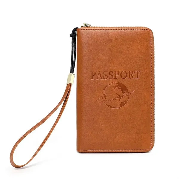 RFID Blocking PU Leather Passport Holder Cover Travel Wallet