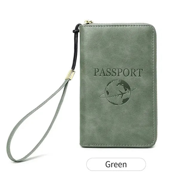 RFID Blocking PU Leather Passport Holder Cover Travel Wallet