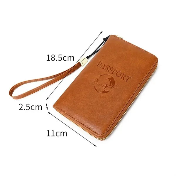 RFID Blocking PU Leather Passport Holder Cover Travel Wallet