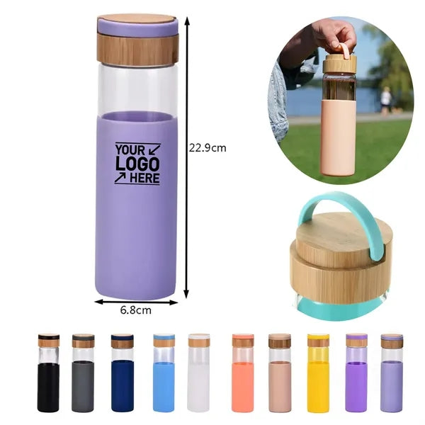 Glass Water Bottle Travel Infuser Mug with Silicone Sleeve