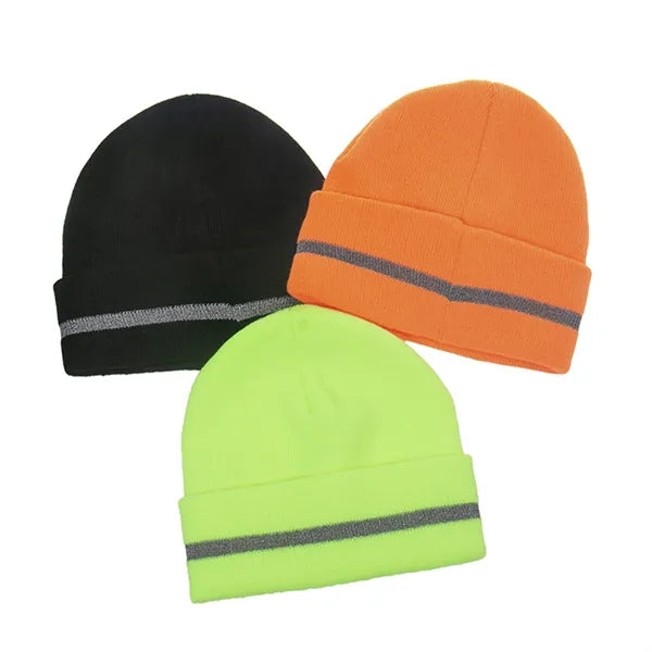 Vivid Knit Beanie with Reflective Stripe