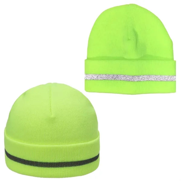 Vivid Knit Beanie with Reflective Stripe