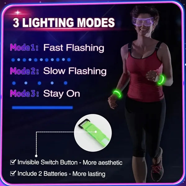 LED Glow in The Dark Party Bracelets Light Up Wristbands