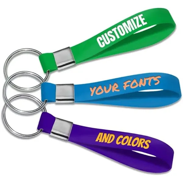 Soft Glow In The Dark Silicone Wristbands Loop Keychain