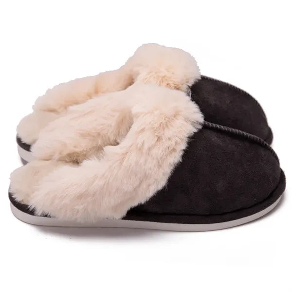 Womens Fluff Dual Memory Foam Slippers