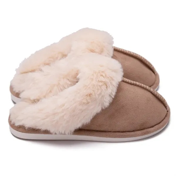 Womens Fluff Dual Memory Foam Slippers