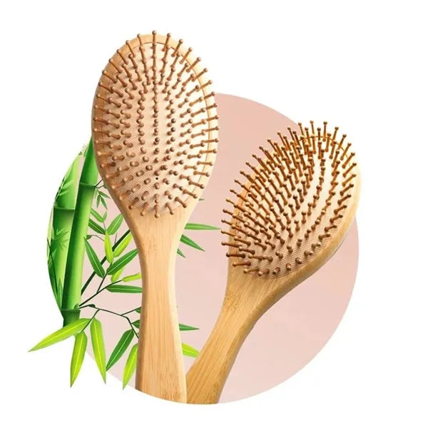 Natural Bamboo Wood Comb Scalp Massage Paddle Hair Brush
