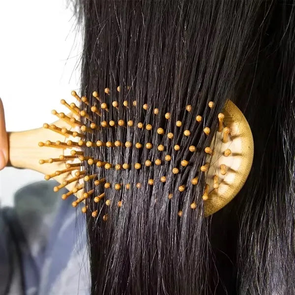 Natural Bamboo Wood Comb Scalp Massage Paddle Hair Brush