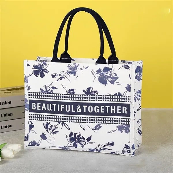 Large Flower Beach Sandproof Waterproof Canvas Tote Bag