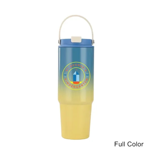 30 oz Insulated Tumbler Travel Mug with Handle and Straw
