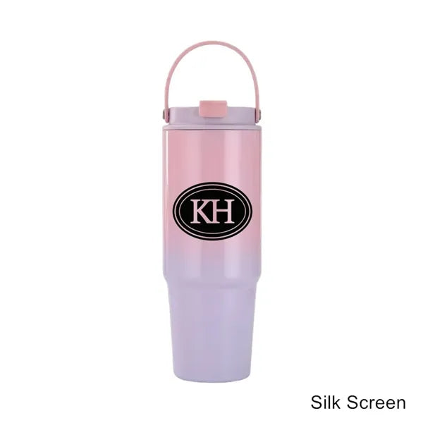 30 oz Insulated Tumbler Travel Mug with Handle and Straw