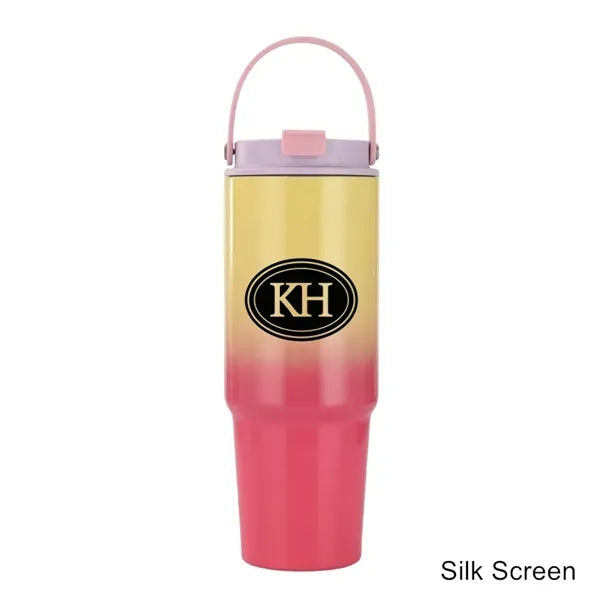 30 oz Insulated Tumbler Travel Mug with Handle and Straw